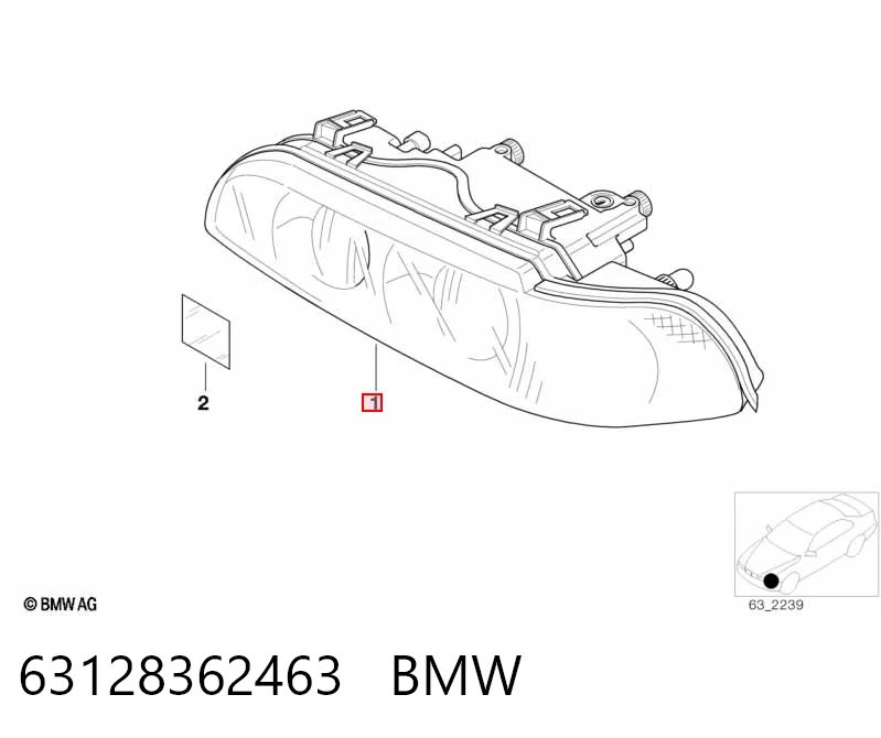 Фара дальнього світла в зборі на BMW 5  E39