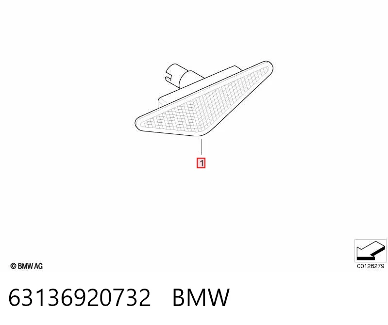 63136920732 BMW Повторювач повороту на крилі, правий