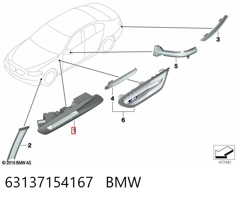 63137154167 BMW Покажчик повороту на крилі
