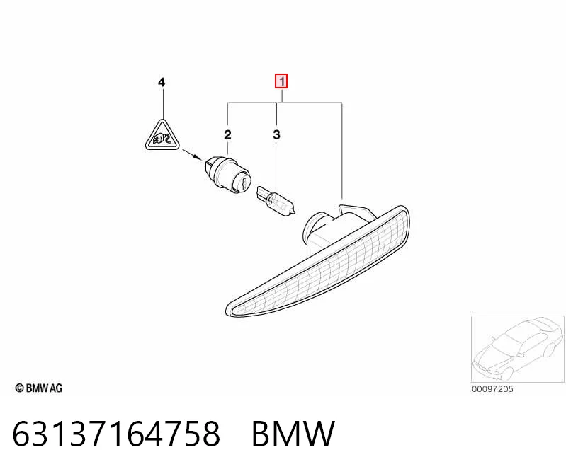 63137164758 BMW Повторювач повороту на крилі, правий