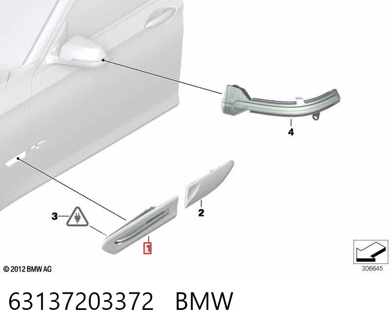 63137203372 BMW Повторювач повороту на крилі, правий