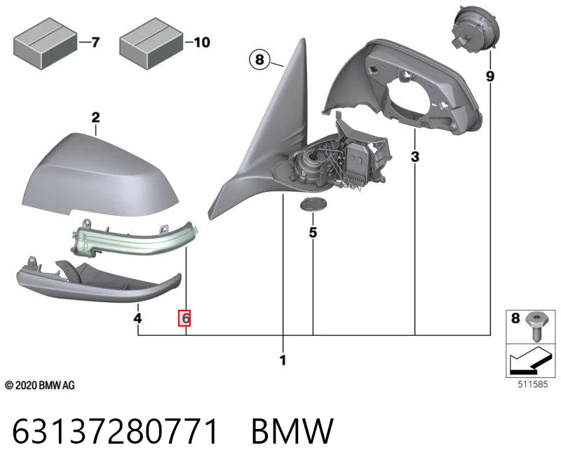 63137280771 BMW Покажчик повороту дзеркала, лівий