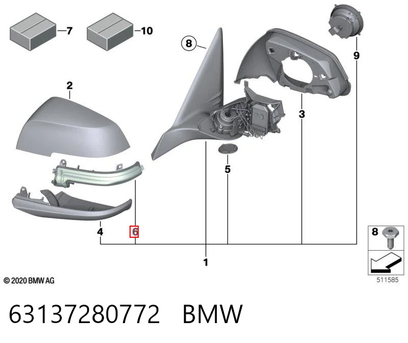 63137280772 BMW Покажчик повороту дзеркала, правий