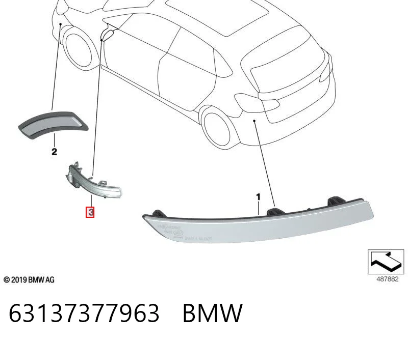63137377963 BMW Покажчик повороту дзеркала, лівий