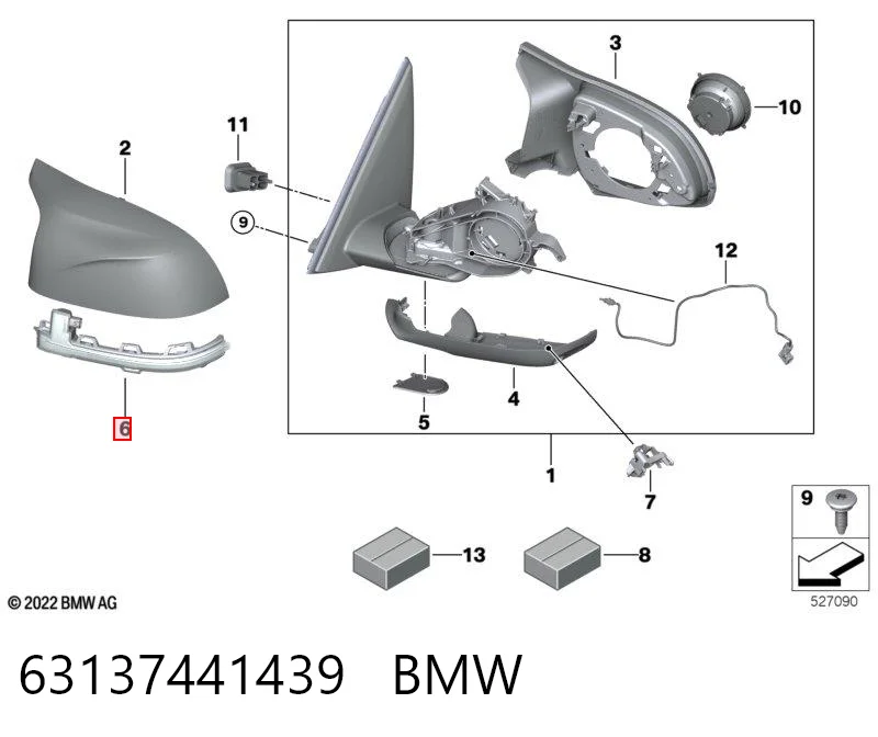 63137441439 BMW Покажчик повороту дзеркала, лівий