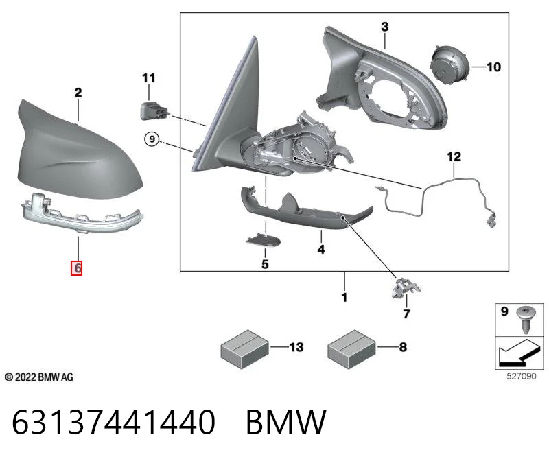 63137441440 BMW Покажчик повороту дзеркала, правий
