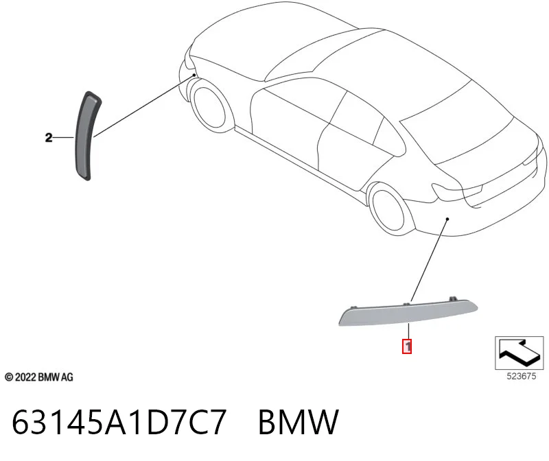 63145A1D7C7 BMW Лівий катафот бампера