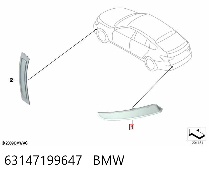 63147199647 BMW Лівий катафот бампера