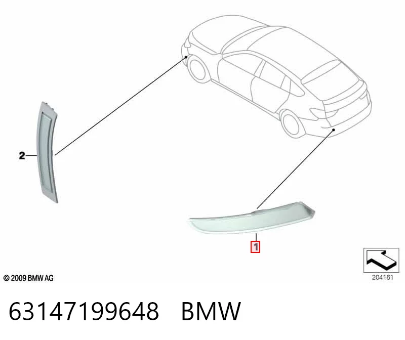 63147199648 BMW Правий відбивач бампера
