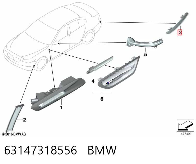 63147318556 BMW Правий катафот бампера