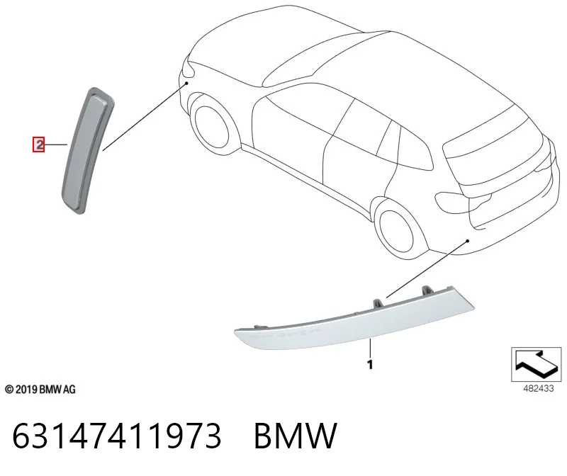 63147411973 BMW Катафот (відбивач) переднього бампера, лівий