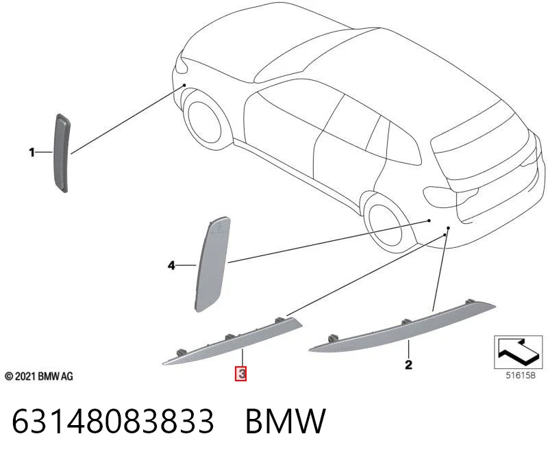 63148083833 BMW Лівий відбивач заднього бампера