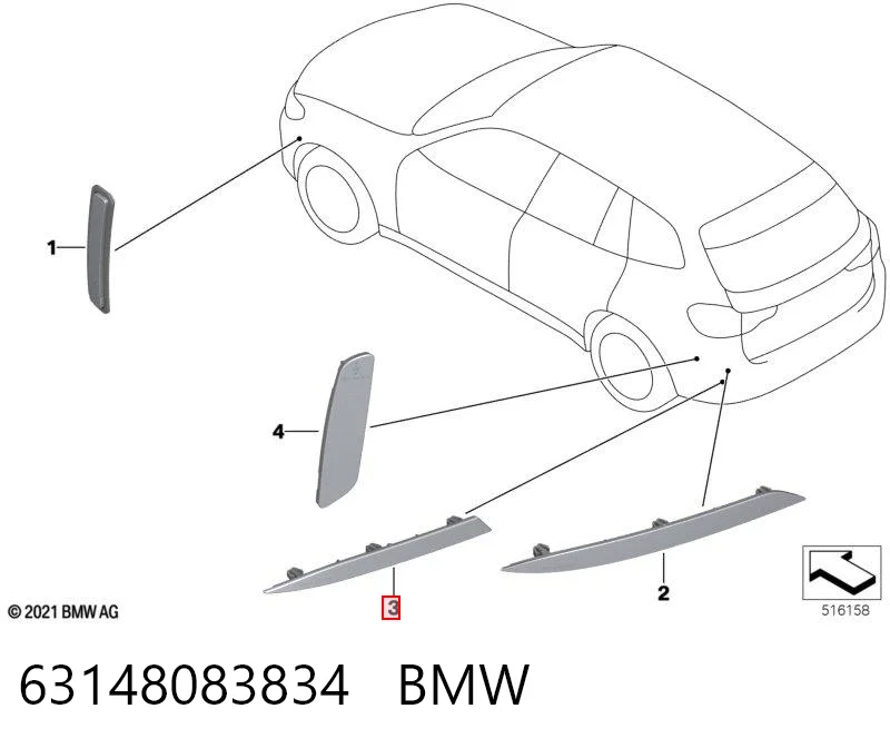63148083834 BMW Правий катафот бампера