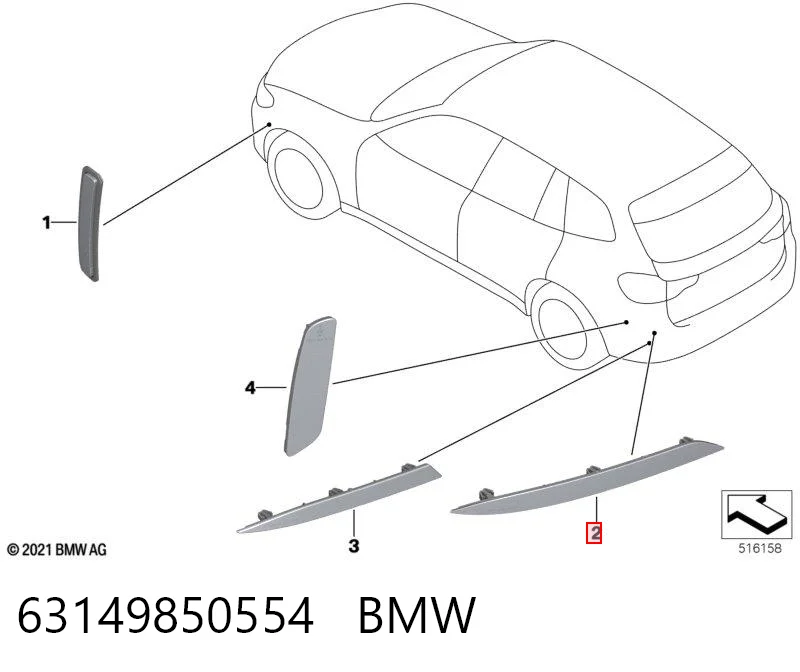 63149850554 BMW Правий катафот бампера