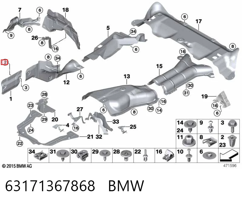 63171367868 BMW Кліпса (пістон) кріплення молдинга двері