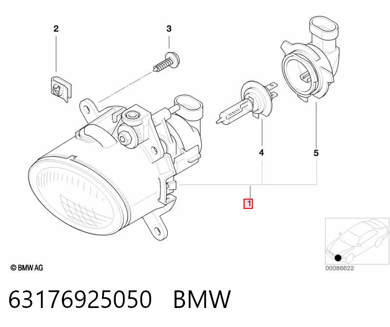 63176925050 BMW Права протитуманні фари