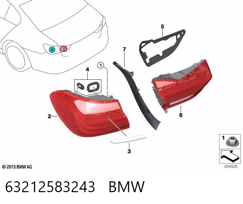 63212583243 BMW Ліхтар задній лівий, внутрішній