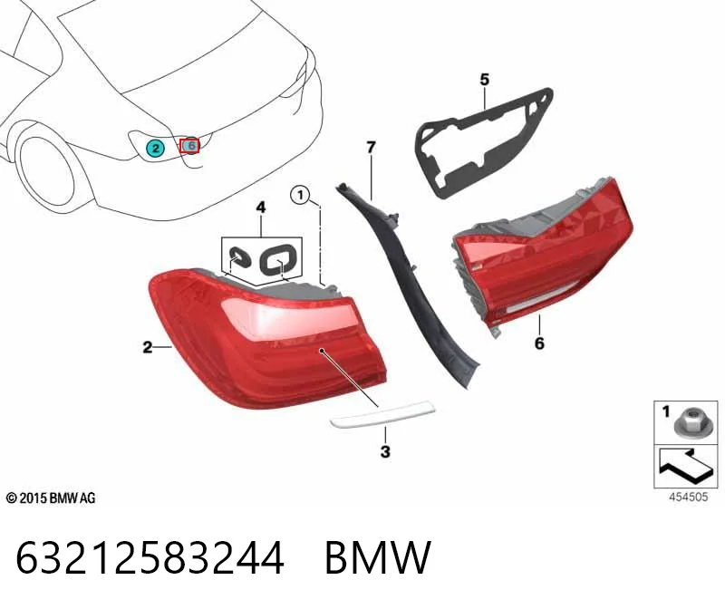 63212583244 BMW Ліхтар задній правий, внутрішній