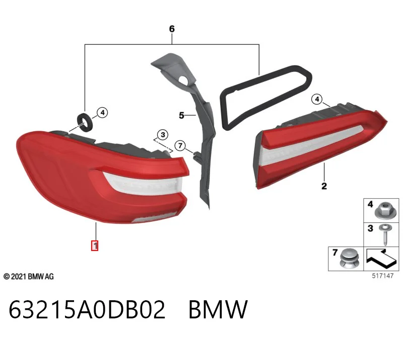63215A0DB02 BMW Задній правий зовнішній ліхтар