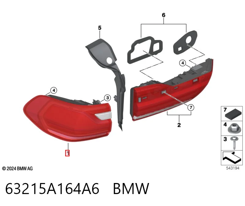 63215A164A6 BMW Задній правий зовнішній ліхтар