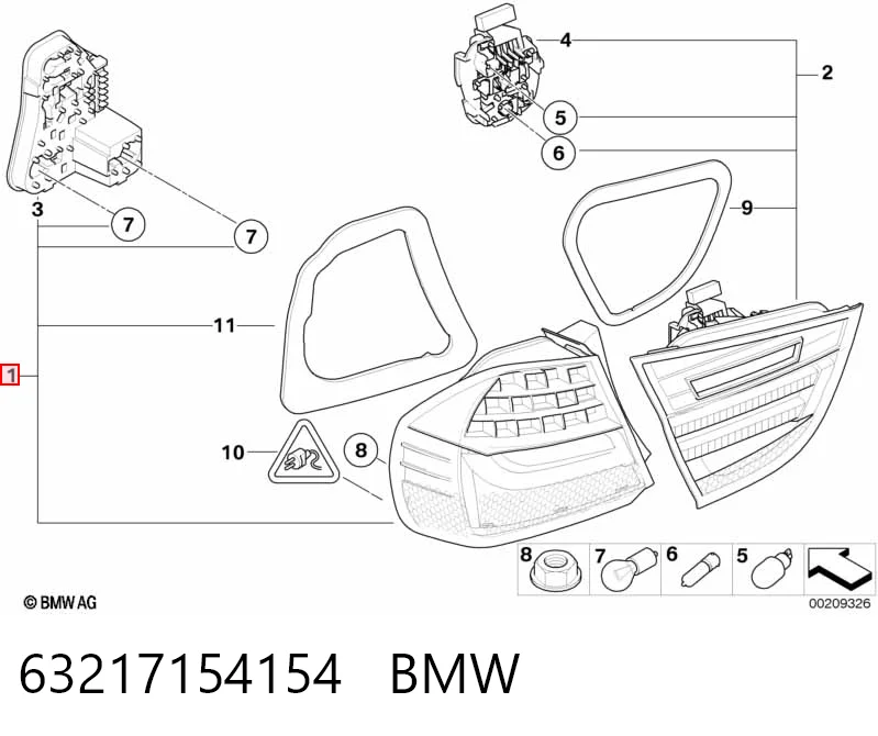 Ліхтар задній правий, зовнішній 7154154 BMW