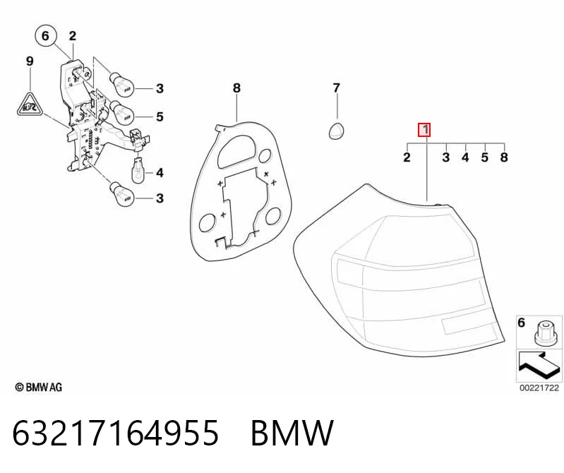 Ліхтар задній лівий BMW 1 хетчбек (E81) (2006 - 2012) ціна, від 71.97 USD