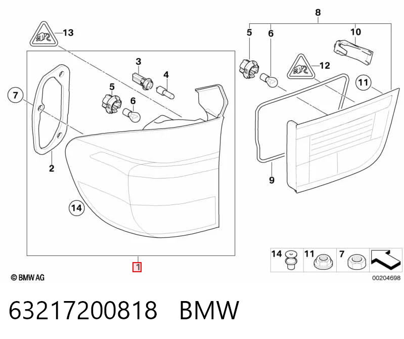 63217200818 BMW Фара задня права зовнішня