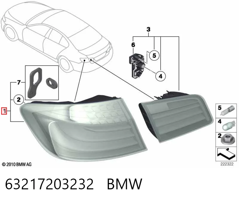 63217203232 BMW Задній правий зовнішній ліхтар