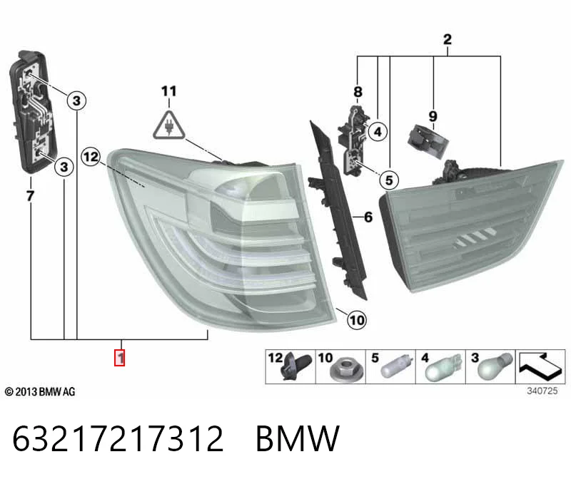 63217217312 BMW Задній правий зовнішній ліхтар