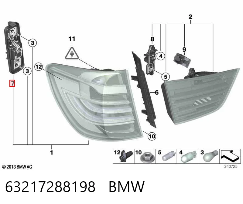 63217288198 BMW Плата заднього ліхтаря, контактна