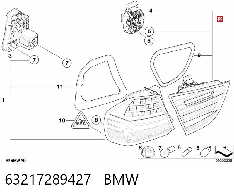 63217289427 BMW Ліхтар задній лівий, внутрішній