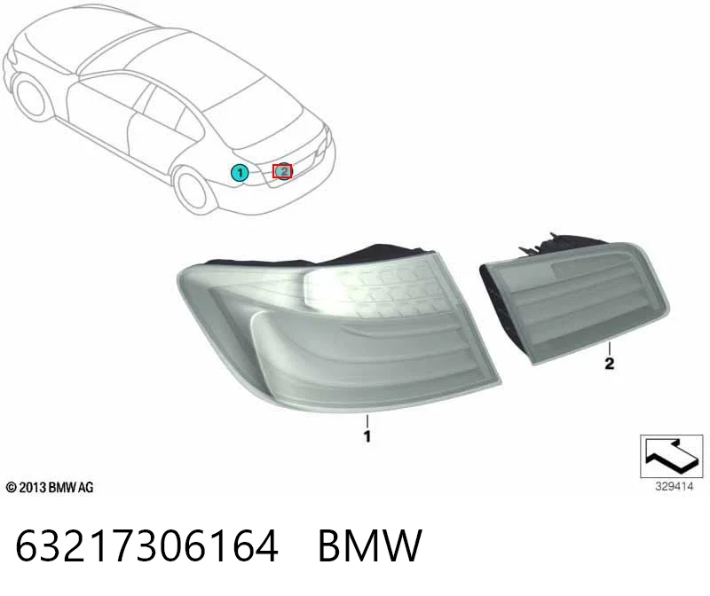 63217306164 BMW Ліхтар задній правий, внутрішній