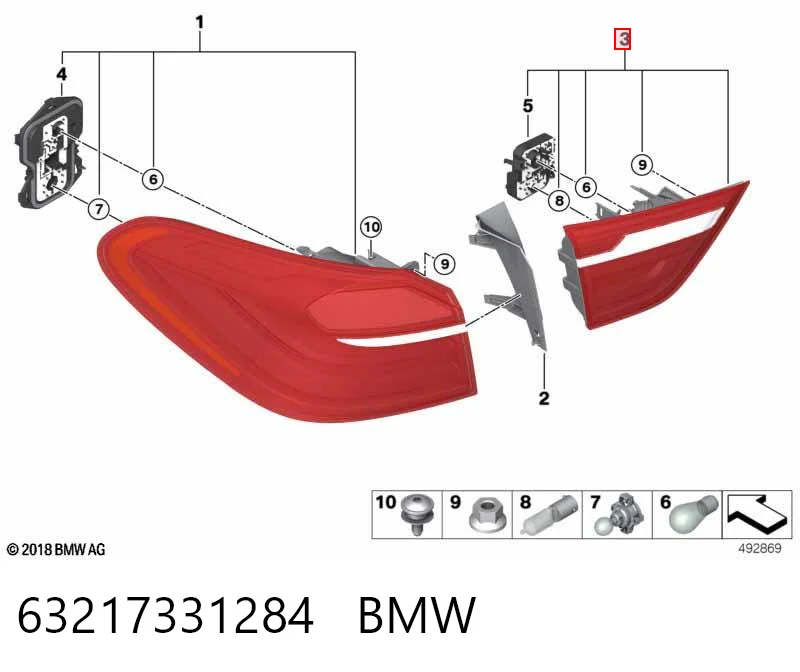 63217331284 BMW Ліхтар задній правий, внутрішній