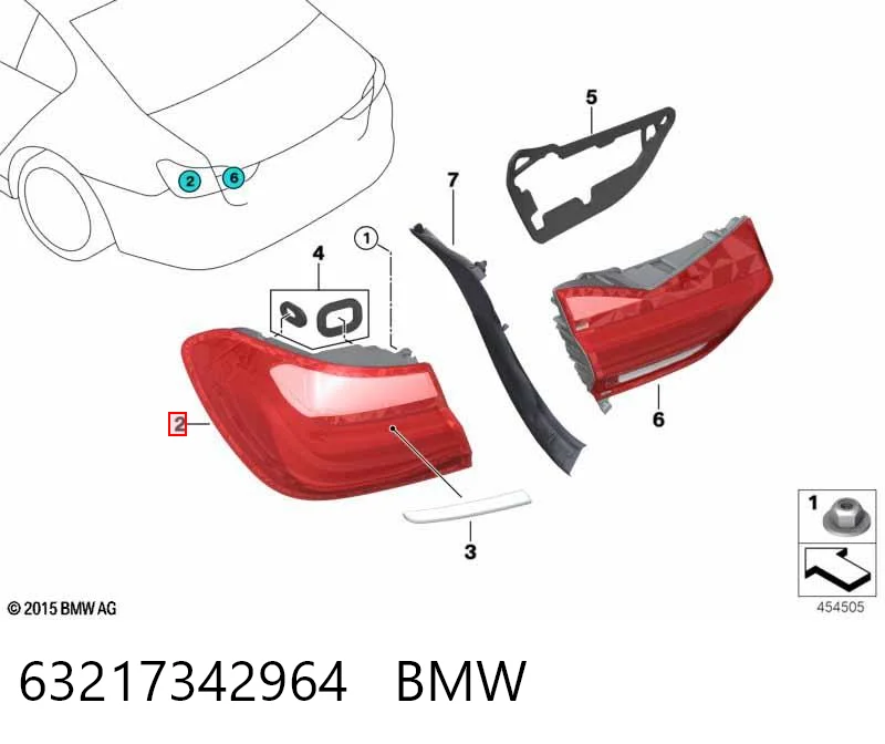 63217342964 BMW Задній правий зовнішній ліхтар