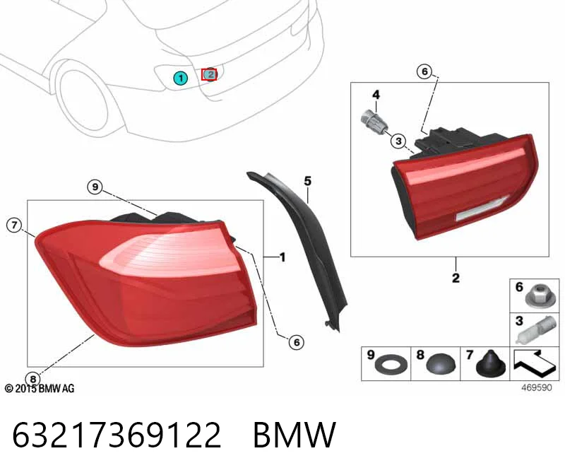 63217369122 BMW Ліхтар задній правий, внутрішній
