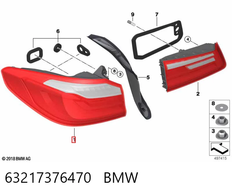 63217376470 BMW Фара задня права зовнішня