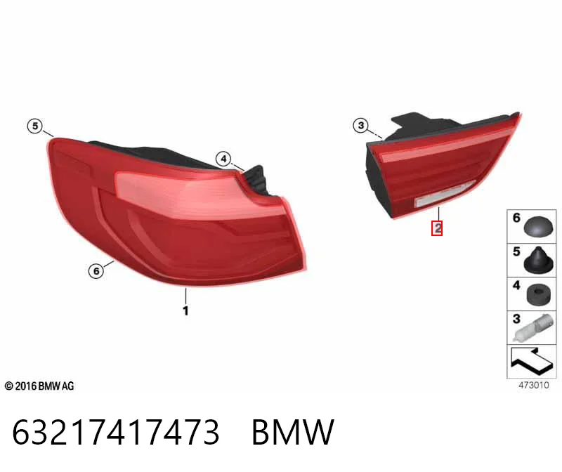 63217417473 BMW Ліхтар задній лівий, внутрішній