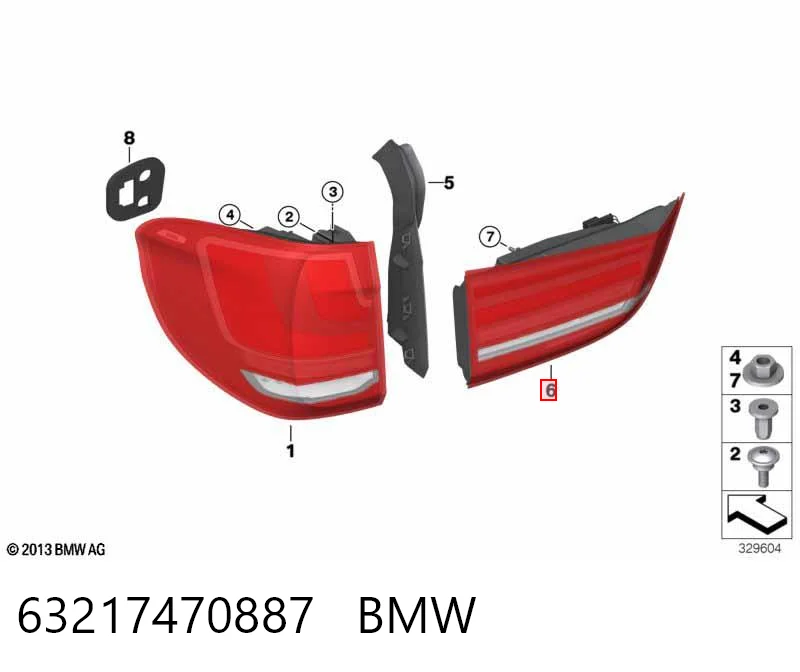 63217470887 BMW Ліхтар задній лівий, внутрішній