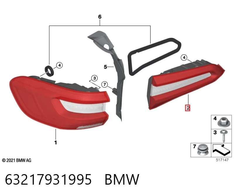 63217931995 BMW Ліхтар задній лівий, внутрішній