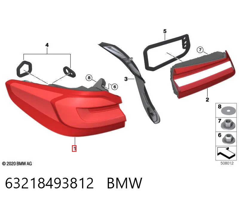 63218493812 BMW Ліхтар задній правий, зовнішній
