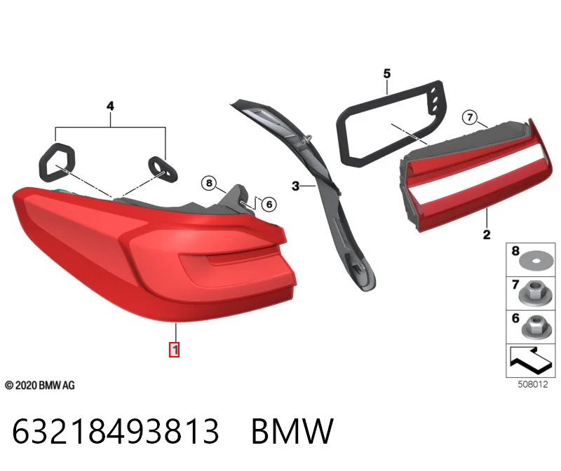 63218493813 BMW Задній лівий зовнішній ліхтар