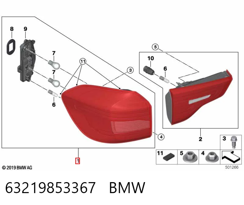 63219853367 BMW Задній лівий зовнішній ліхтар