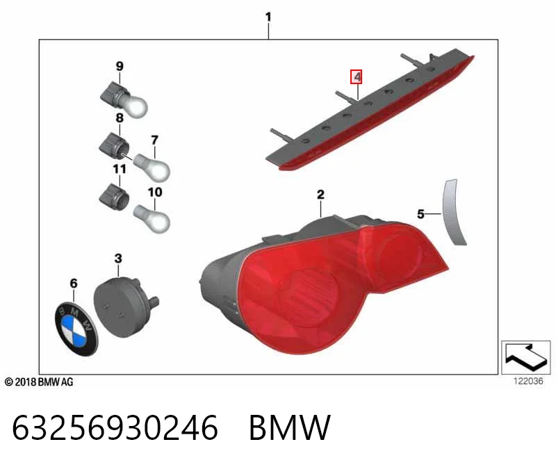 63256930246 BMW Стоп-сигнал заднього скла