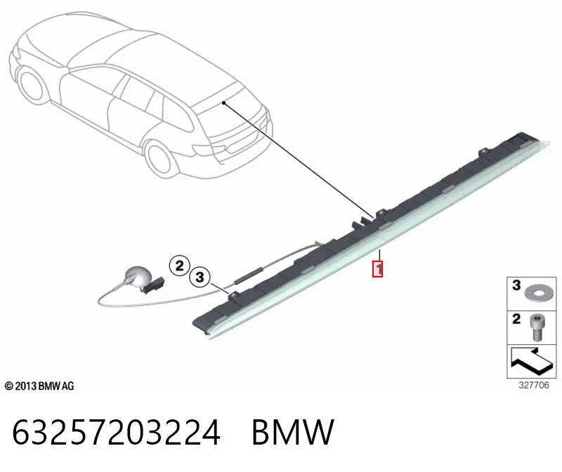 63257203224 BMW Стоп-сигнал заднього скла