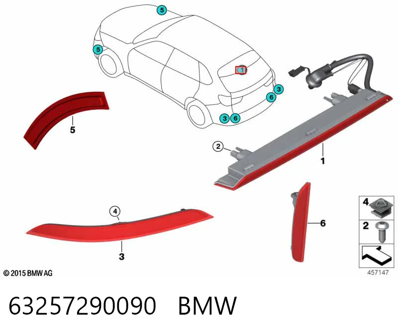 63257290090 BMW Стоп-сигнал заднього скла