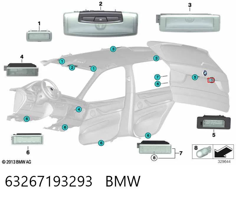 63267193293 BMW Ліхтар освітлення номерного знака
