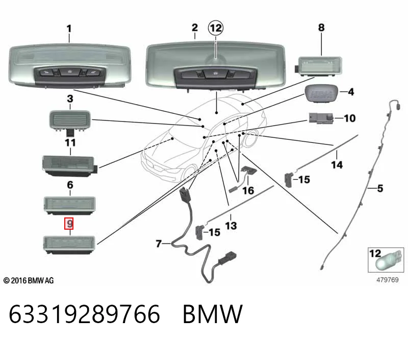 Купити 7941911 BMW Лампа підсвічування в двері, передньої правої