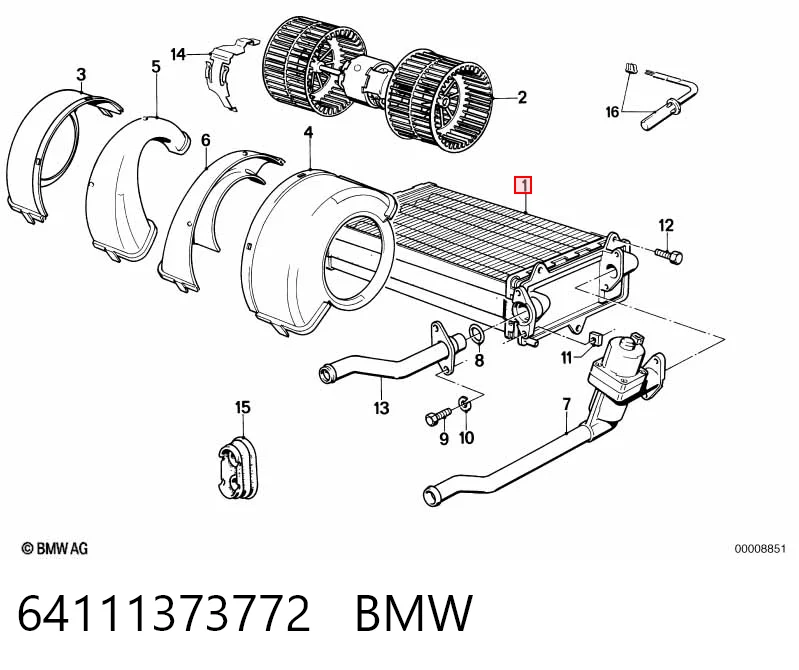 64111373772 BMW Радіатор опалювача салону