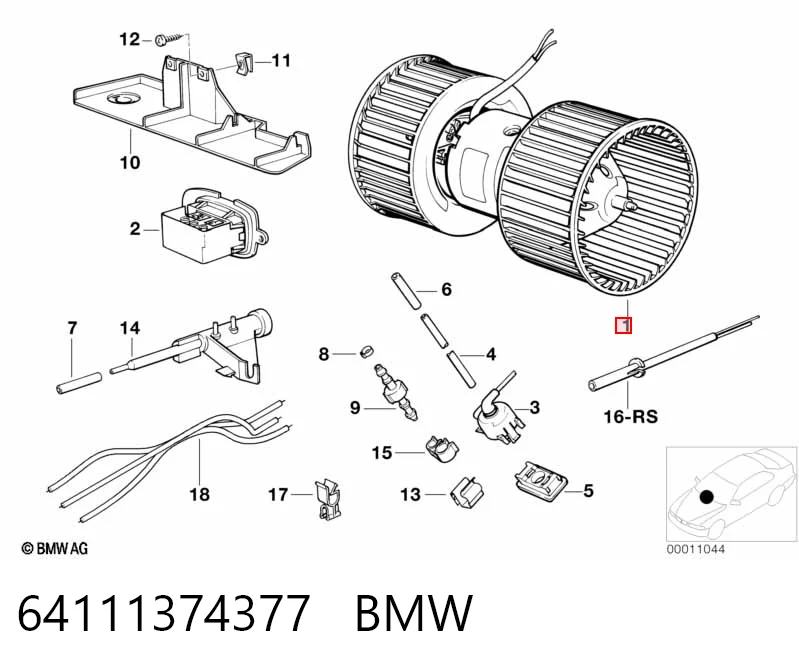64111374377 BMW Електромотор пічки