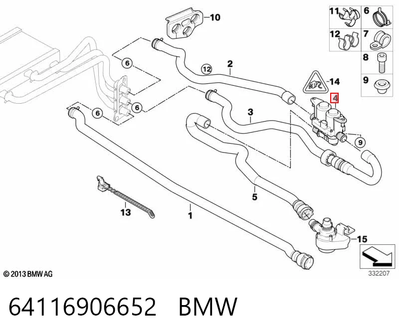64116906652 BMW Кран пічки (обігрівача)